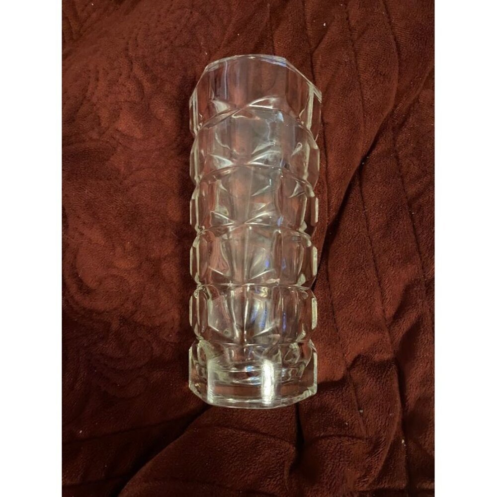 French Geometric Clear Triangular Shaped Glass Vase Made In France - Picture 13 of 16